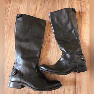 Frye Melissa Button Tall Riding Boots Shoes Black Leather 3471442 Size 7B